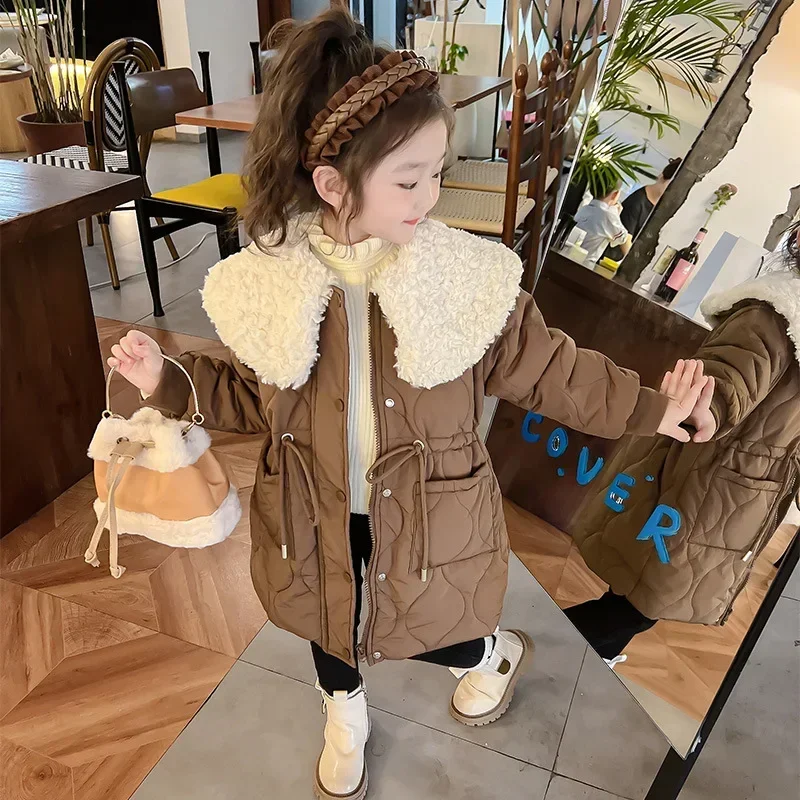 Baby Girl Top Girls Winter Cotton-padded Coat 2024 New Winter Coat Cashmere Padded Coat Winter Baby Cotton-padded Jacket