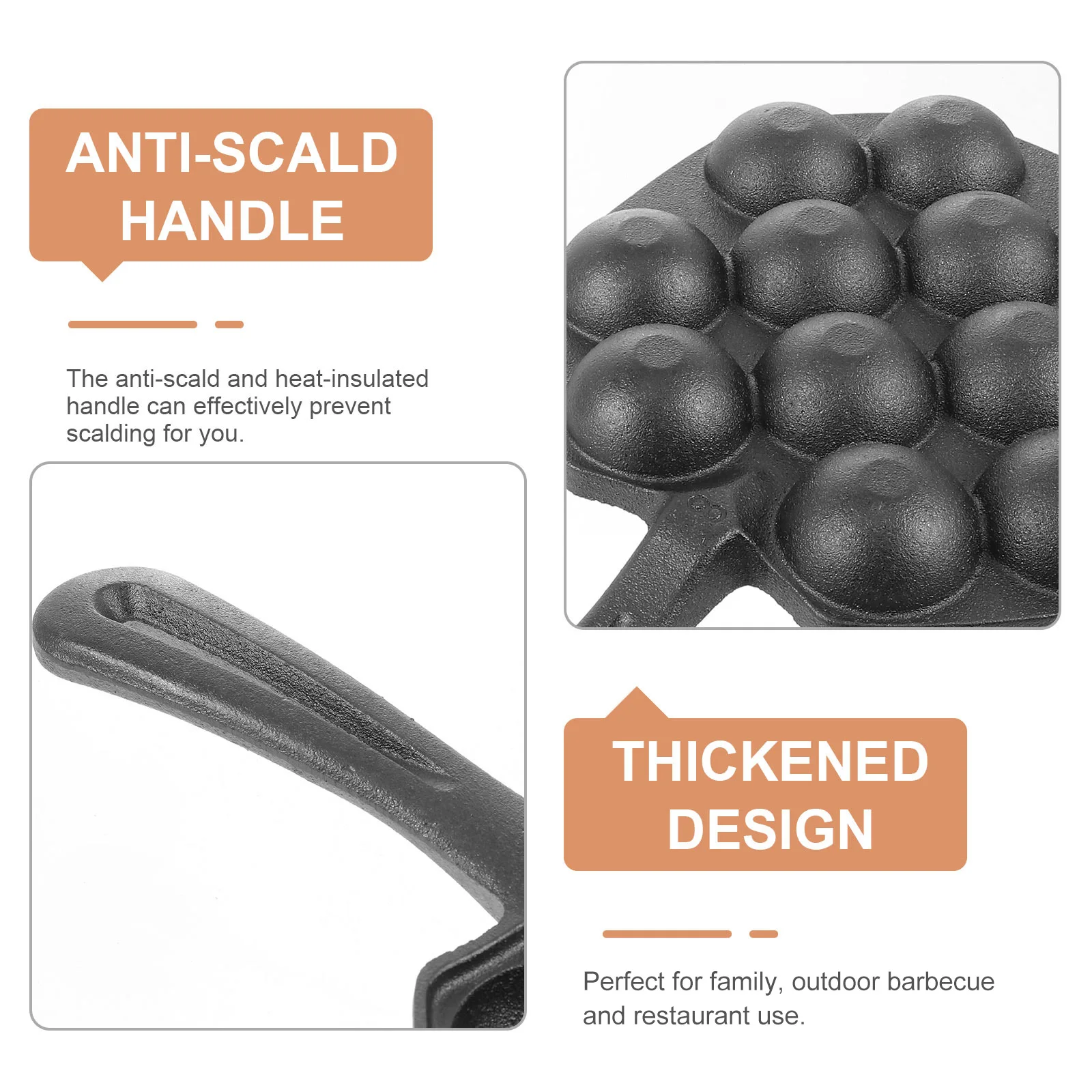 

Сковорода такояки, черная, с антипригарным покрытием, износостойкая, нержавеющая, с ровным нагревом для барбекю на открытом воздухе, ресторана, выпечки перепелиных яиц