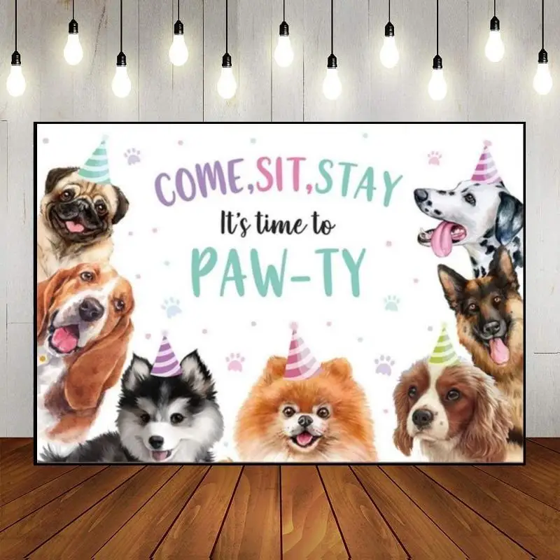 Dog Puppy Owner Pet Scenic Background Birthday Decoration Competition Custom Backdrop Cartoon Photo Party Baby Shower Game