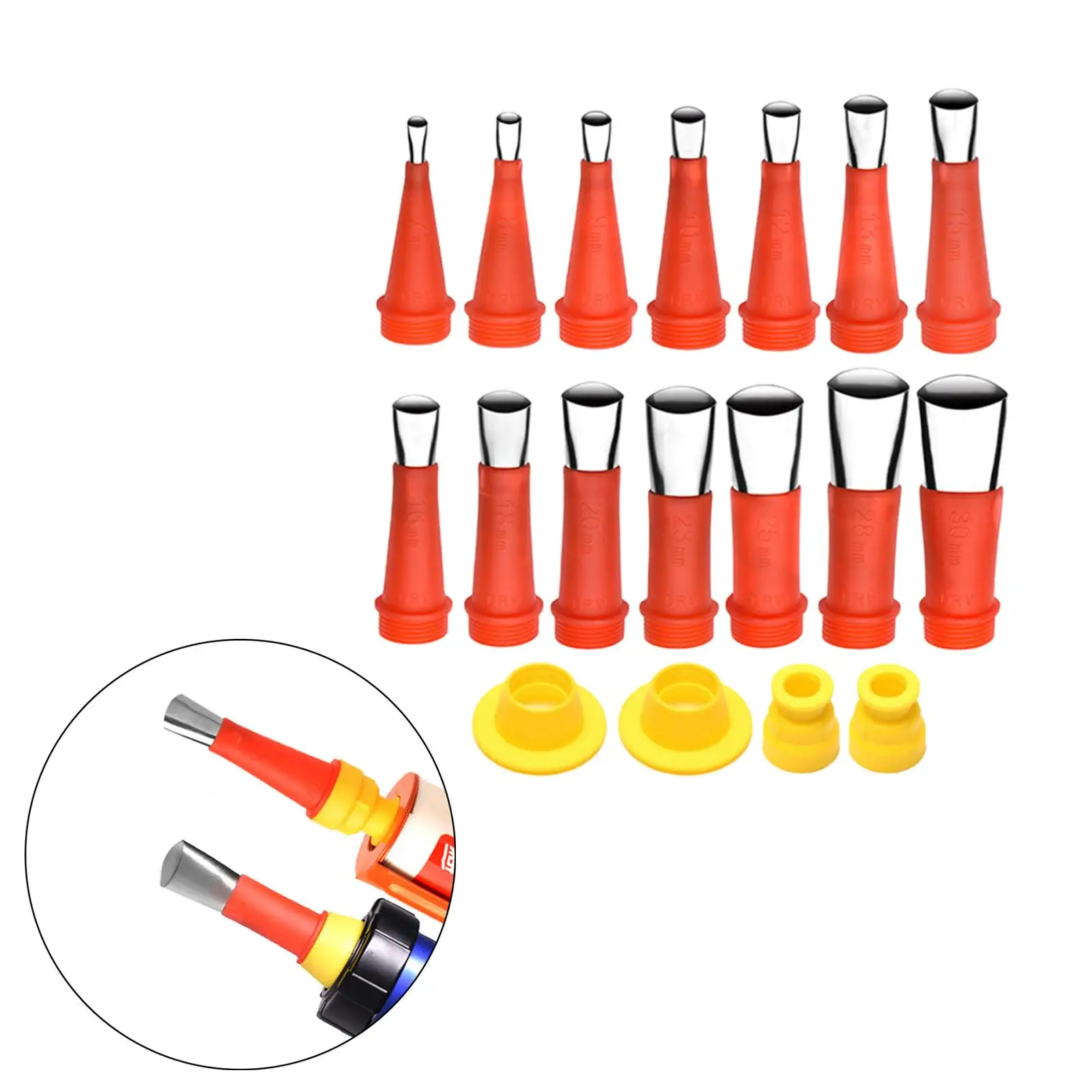 18PCS Caulking Gun Set With Stainless Steel Caulk Nozzle Glue Applicator Tool Silicone Sealant Finishing Tool Construction Tool