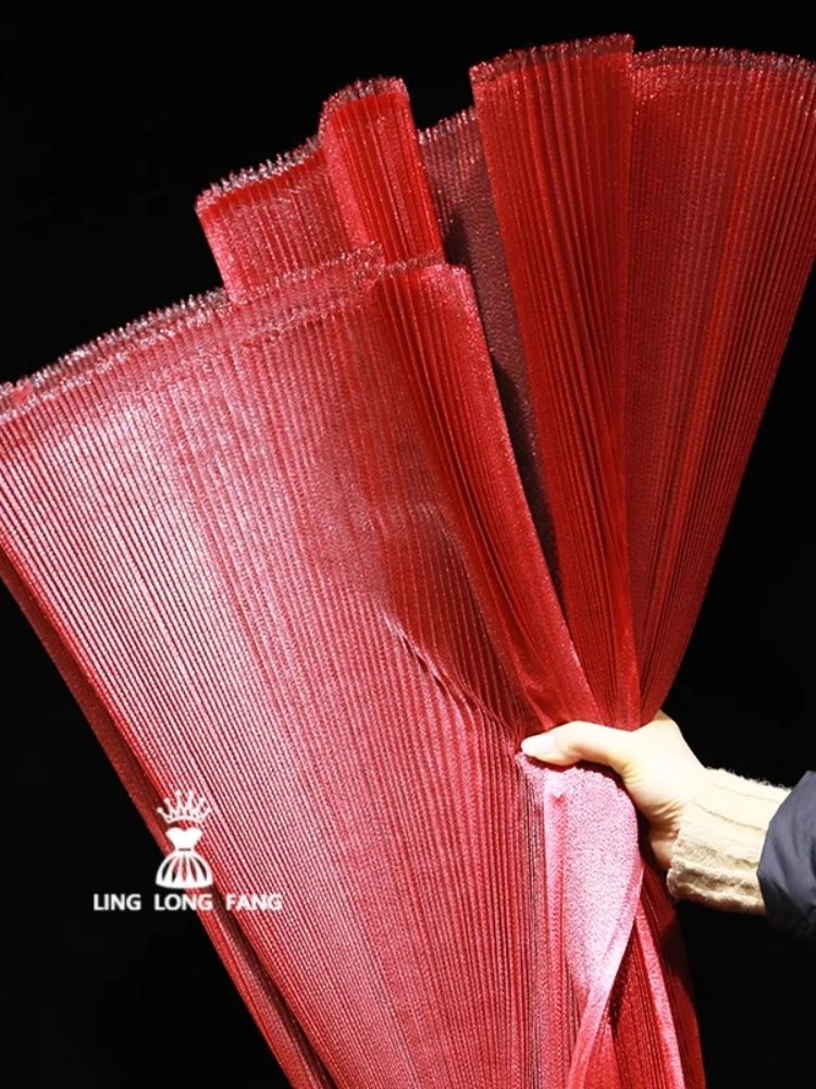 Parelmoer geplooide stof voor stijve podiumdecoratie Fashion Design DIY handgemaakte modelleringsdoek Diy naaien per meter - afbeelding 2
