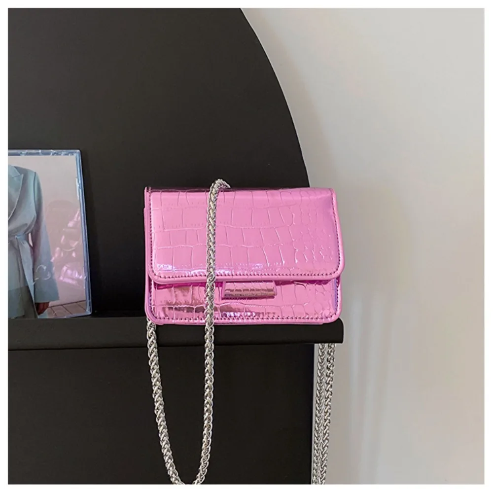 Popular PU Chain Messenger Bag Versatile Simple Style Mini Square Sling Bag Portable Crossbody Bag Women