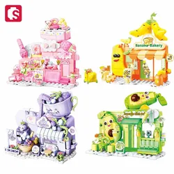 SEMBO Fruit Streetscape Dessert Shop Architecture Model Building Blocks City Streets View Bricks Ornaments Girls Toys Kids Gifts