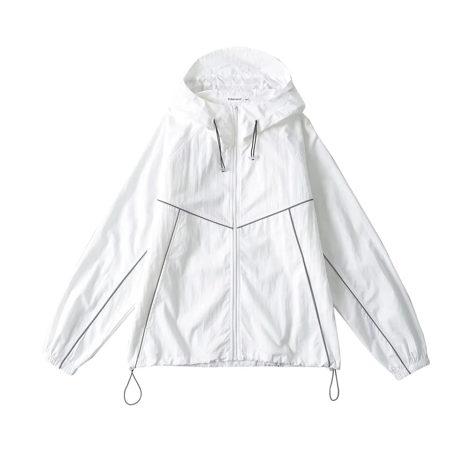 Amerikaanse retro losse werkkleding met capuchon Jaet Dames Outdoor Splicing Faionable ket Boyfriend Sle Zonnebrandcrème Top