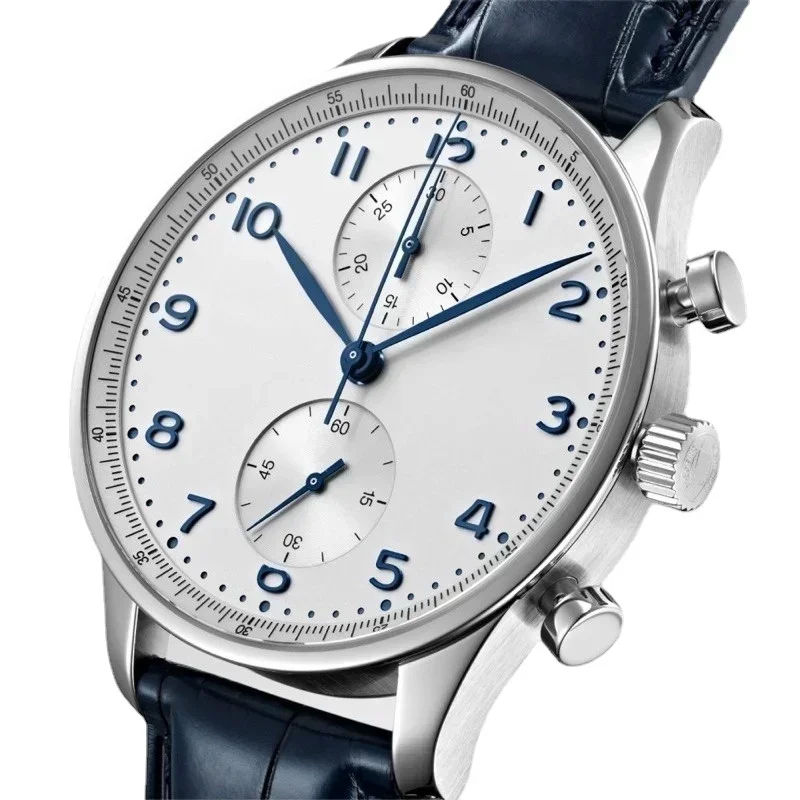 Luxury New Mens Mechanical Watch Automatic Portugieser Blue Leather Fashion Watches