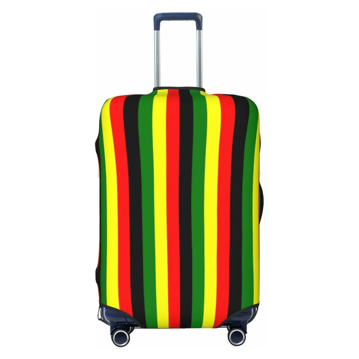 

Custom Rasta Colors Red Green Gold Bright Colored Striped Travel Luggage Cover Jamaican Suitcase Cover Protector Fit 18-32 Inch