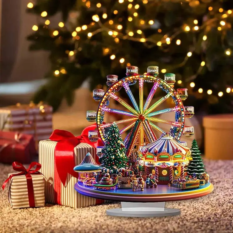 Christmas Ferris Wheel Decoration 2D Desktop Acrylic Ferris Wheel Shelf For Home Holiday Party Desktop Christmas Ornaments