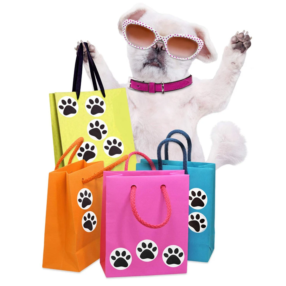 500 Pcs Black Paw พิมพ์สติ๊กเกอร์สุนัข Cat Bear Paw สติกเกอร์วันเกิดของขวัญตกแต่งสติกเกอร์ปิดผนึกอุปกรณ์เครื่องเขียน