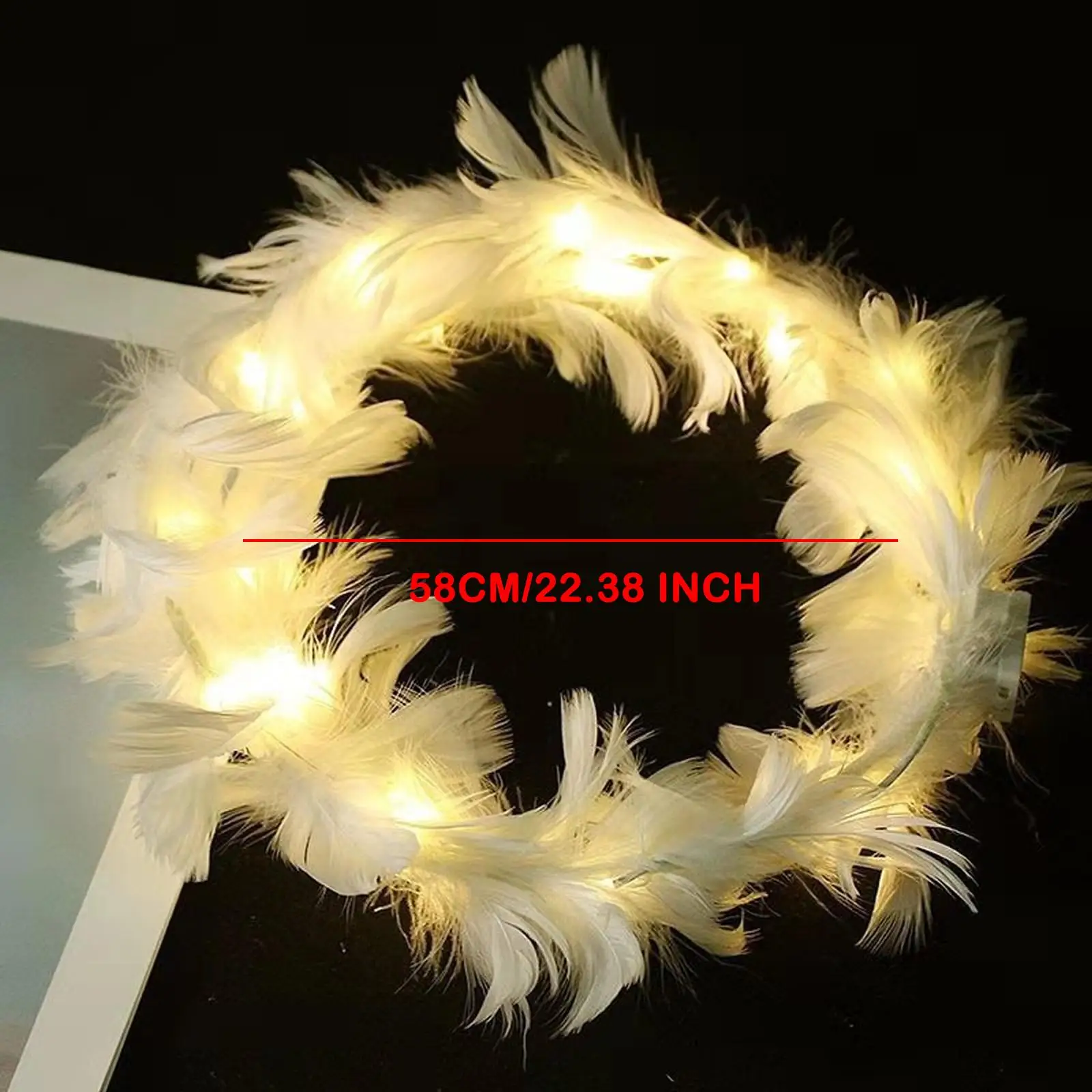 Creative Light-Up Angel Halo Headbands LED Feather Wreath Crown Headdress Women Girls Wedding Christmas Party Gifts