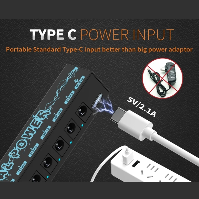 

Effect Pedal Board Power Supply Output for 9V Effect Pedal Power with Blue LED