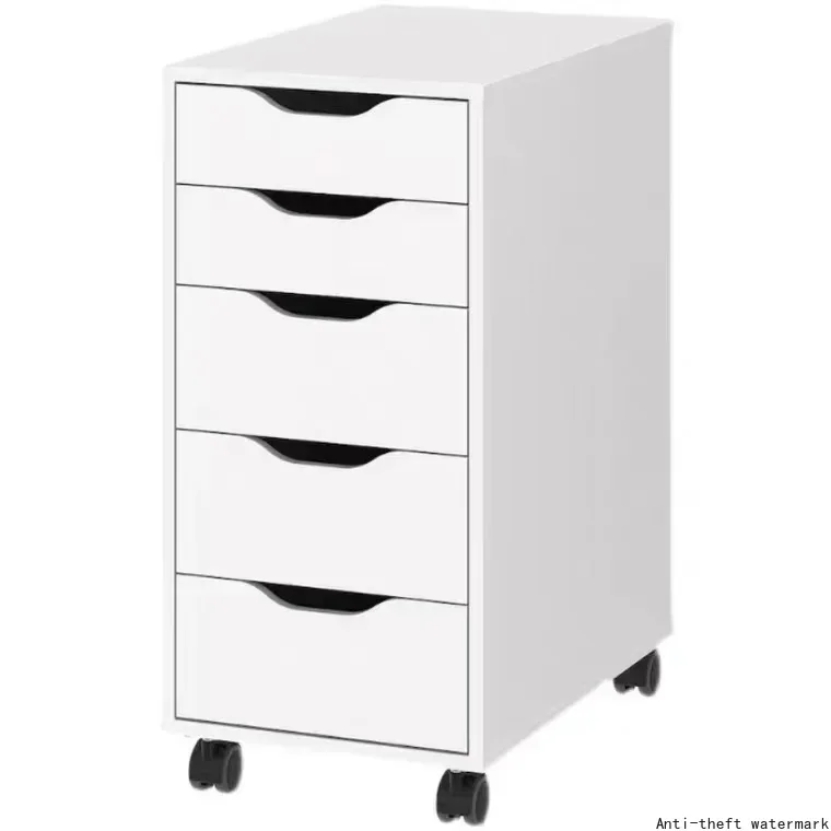 Customizable high-quality white wood 5-drawer medium-density fiberboard office filing cabinet/mobile filing cabinet (2025)