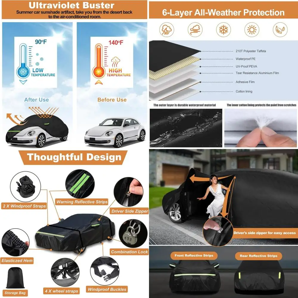 

Всепогодный автомобильный чехол на заказ для Volkswagen New Beetle Sedan 1998-2023 гг., водонепроницаемый, пылезащитный, устойчивый к ультрафиолетовому излучению с дверью на молнии a