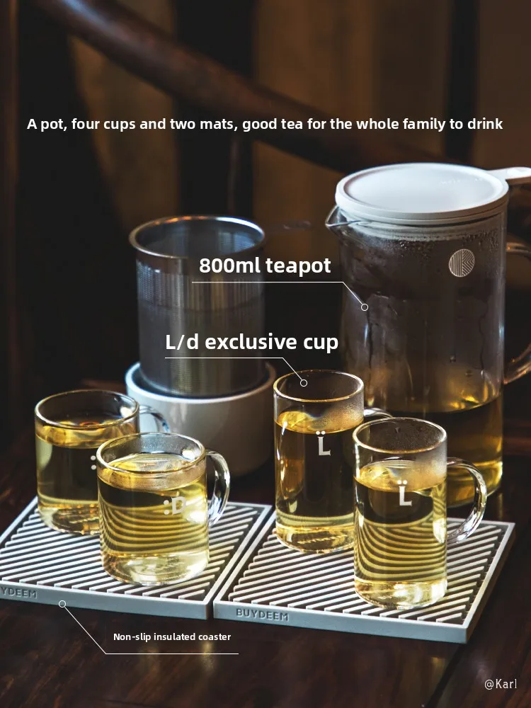 Tea Glass Teapot, Household Filter Temperature Difference of 150 ° C Tea Set, Tea Brewer Flower and Fruit Teacup