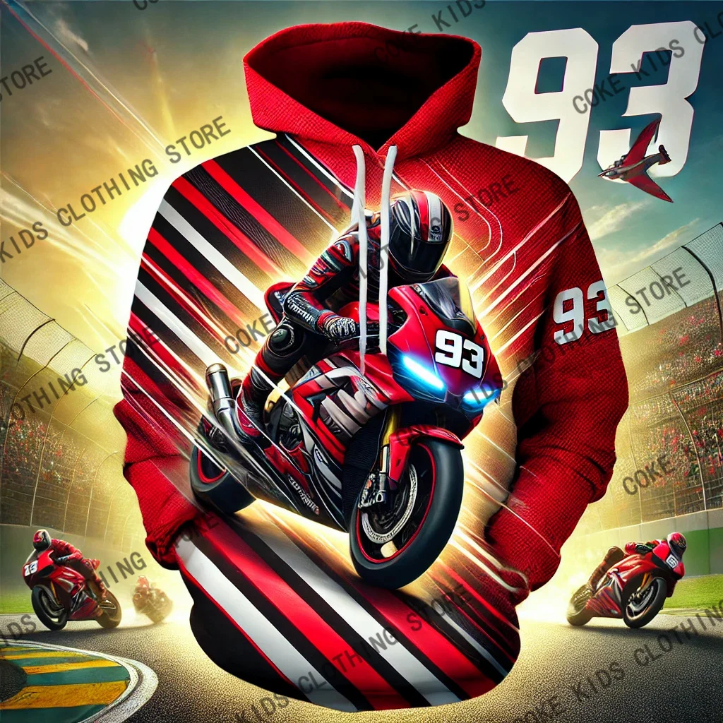 2024 New Arrivals Ai 93 Hoodie Motorcycle Rider Racing Print Hooded Pullover Kids Adults Outdoor Leisure Sweatshirts Spring Fall