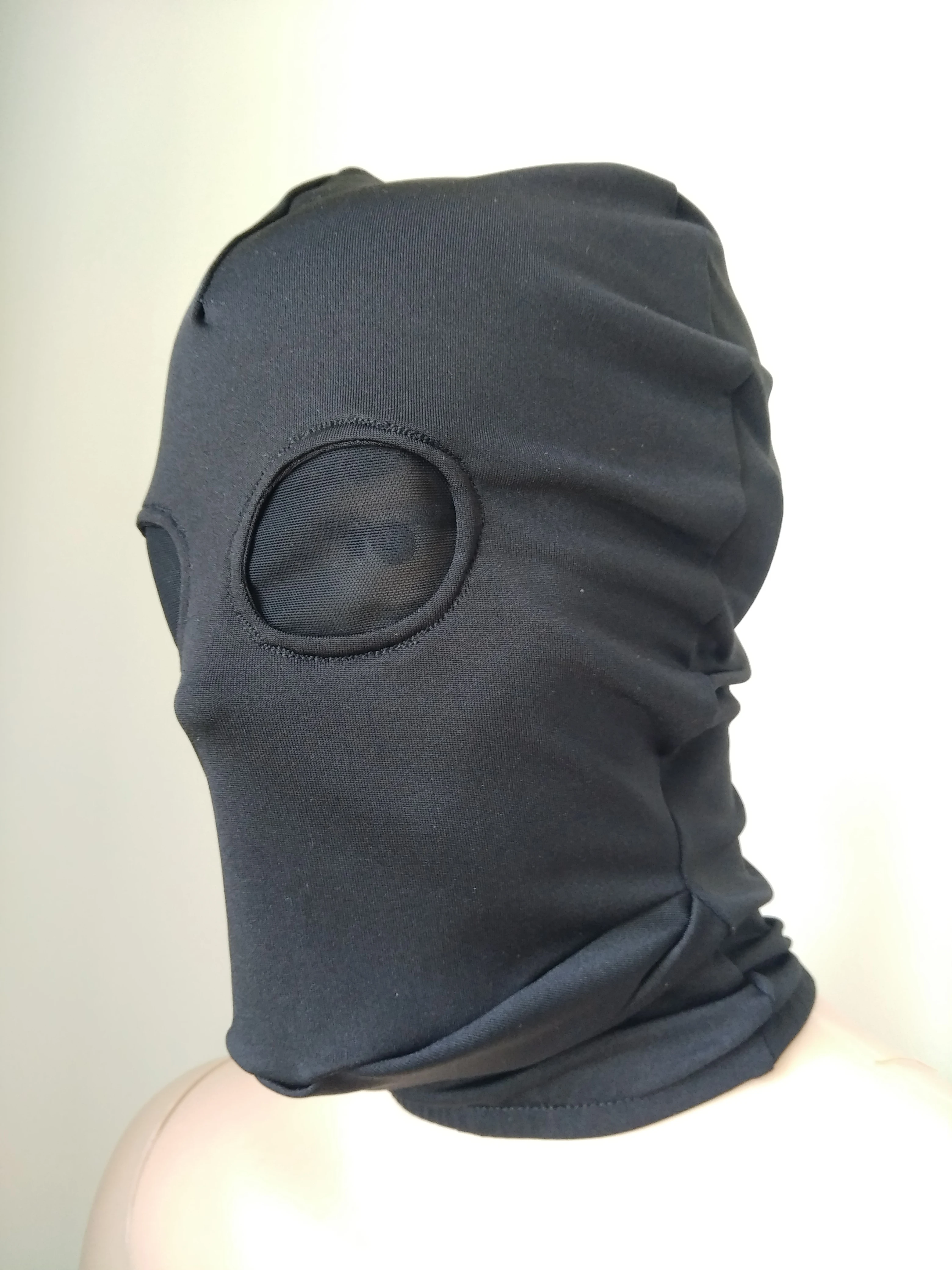 Halloween Cosplay black Mask Costumes spandex hood open big eyes hole with black mesh unisex Zentai Costumes Party Accessorie