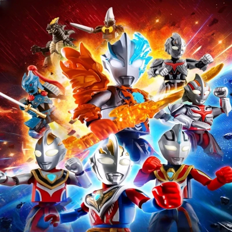 BLOKEES Blocos de Construção Ultraman Sparkling Edition Vol.12 Ultraman Blazar Ultraman Gaia Montado Modelo Móvel Pingente Brinquedo