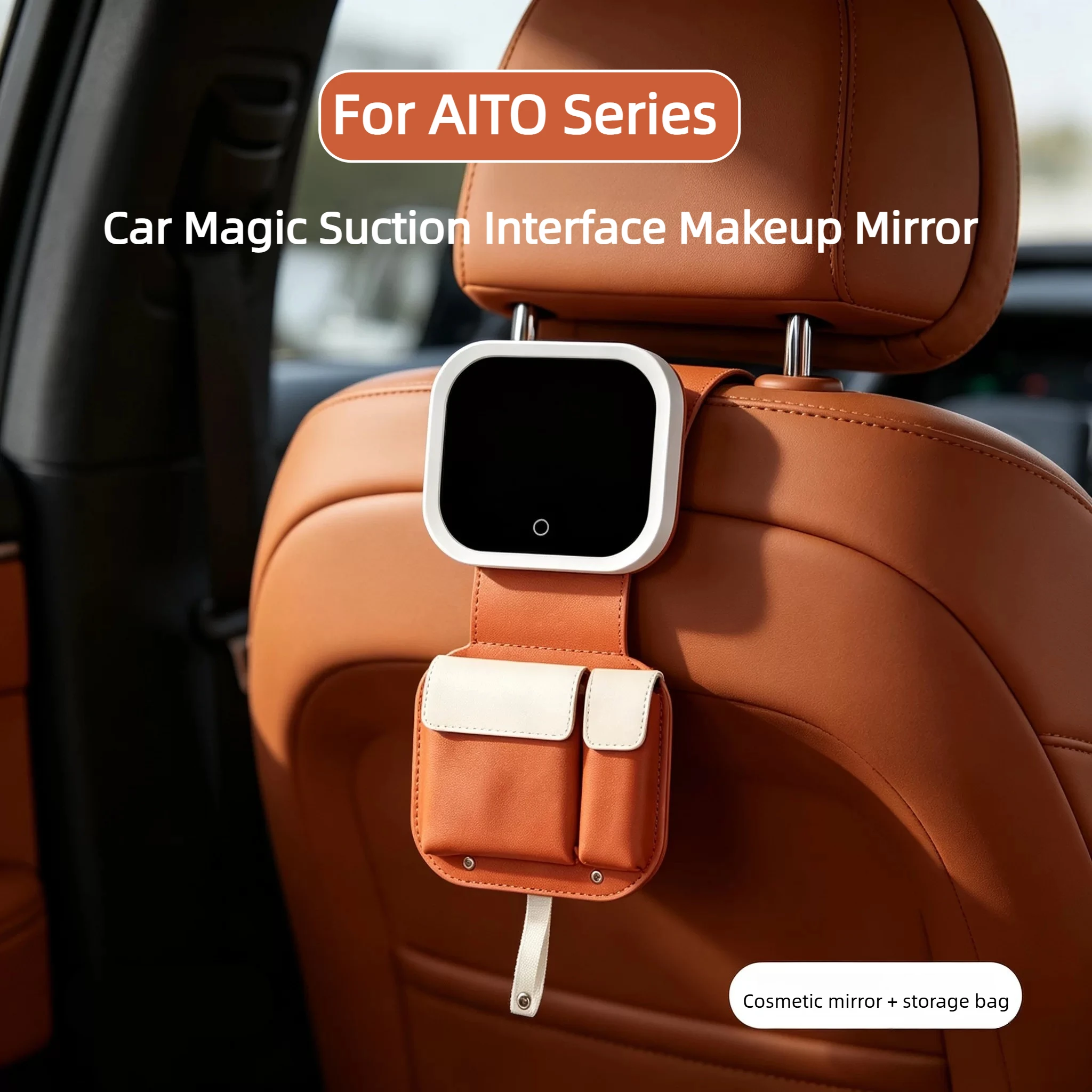 For AITO5 AITO7 AITO8 AITO9 Car Magic Suction Interface Makeup Mirror Storage Bag for SERES 5 7 89 Original in-Car Makeup Mirror
