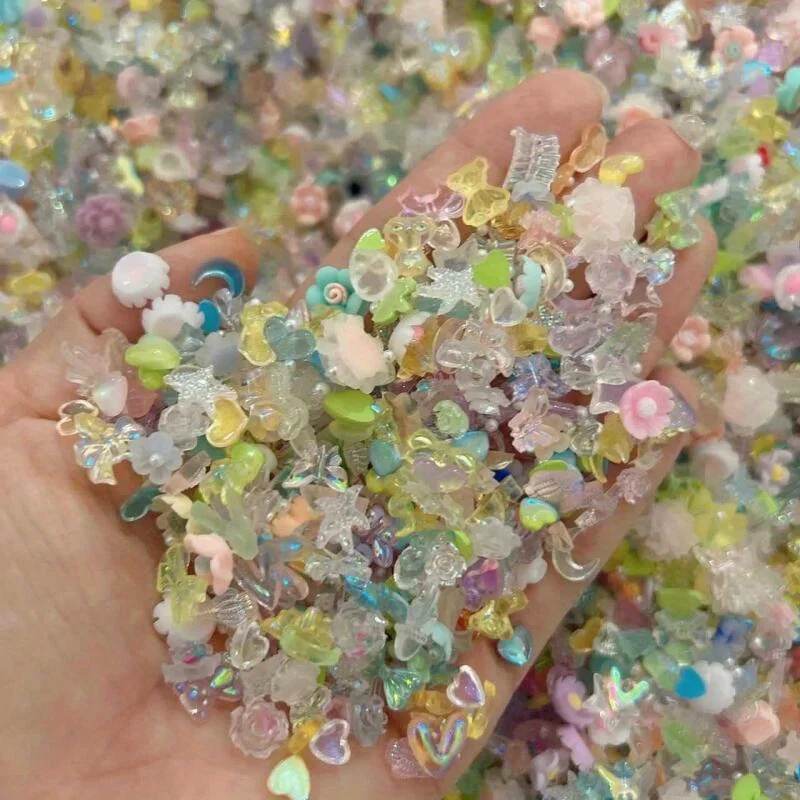 150 pçs 3d seguro resina pingente de unhas rosa em forma de estrela arte em forma de diamante arte do prego pérola arte do prego festival decorações de festa acessórios