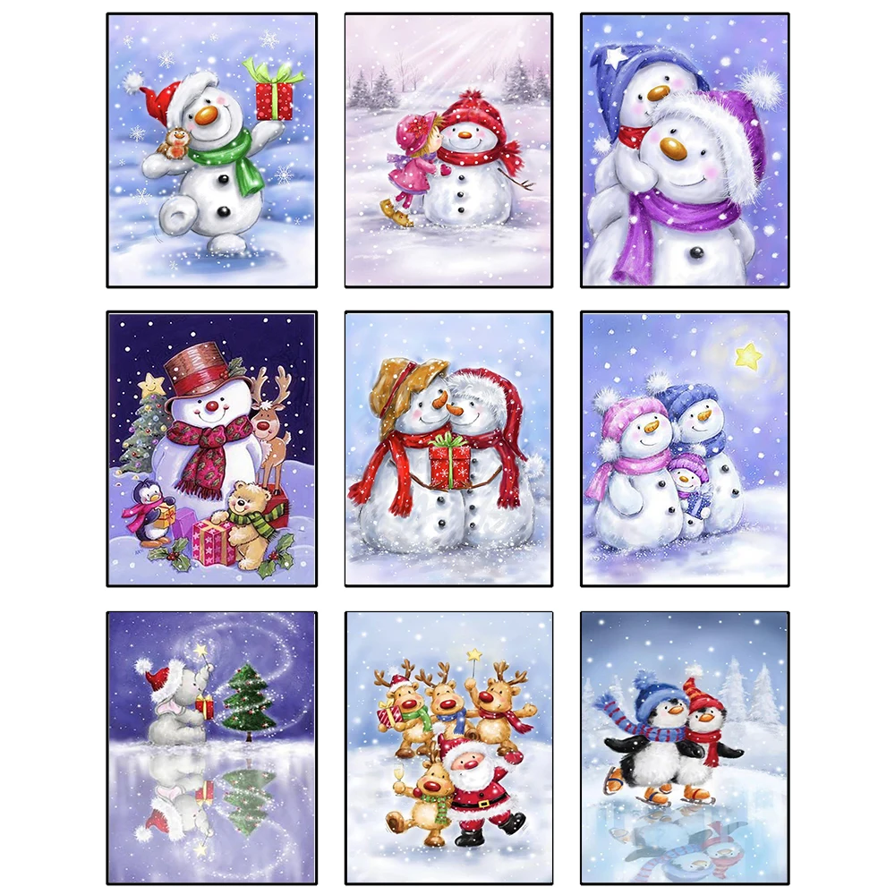 

5D DIY Cartoon Diamond Painting Kit Snowman Diamond Embroidery Penguin Diamond Mosaic Christmas Decor Gift