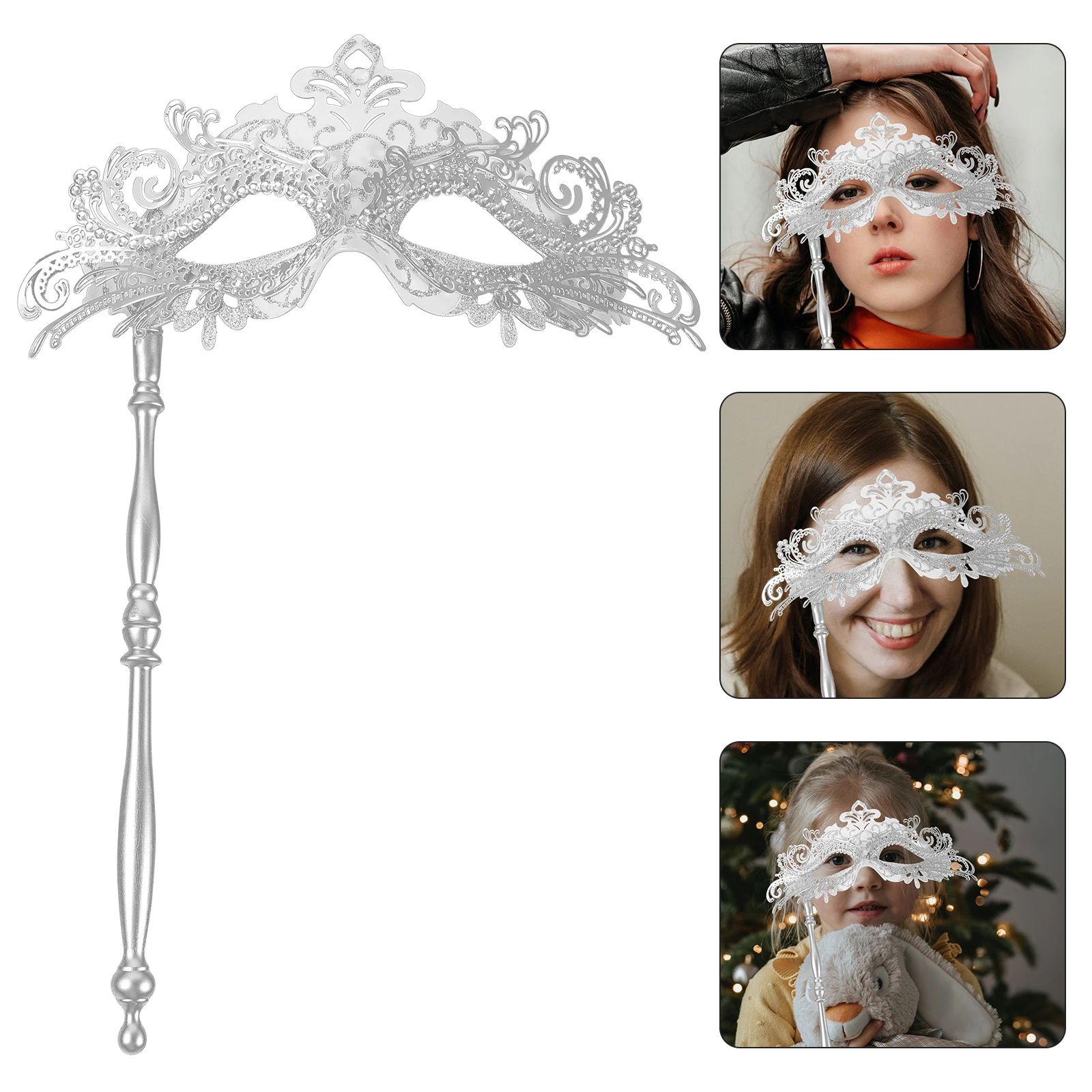 

Metal Mask Vintage Plastic Accessories for Women Handheld Masquerade Party Ball Mardi Gras Carnival Costumes Photos
