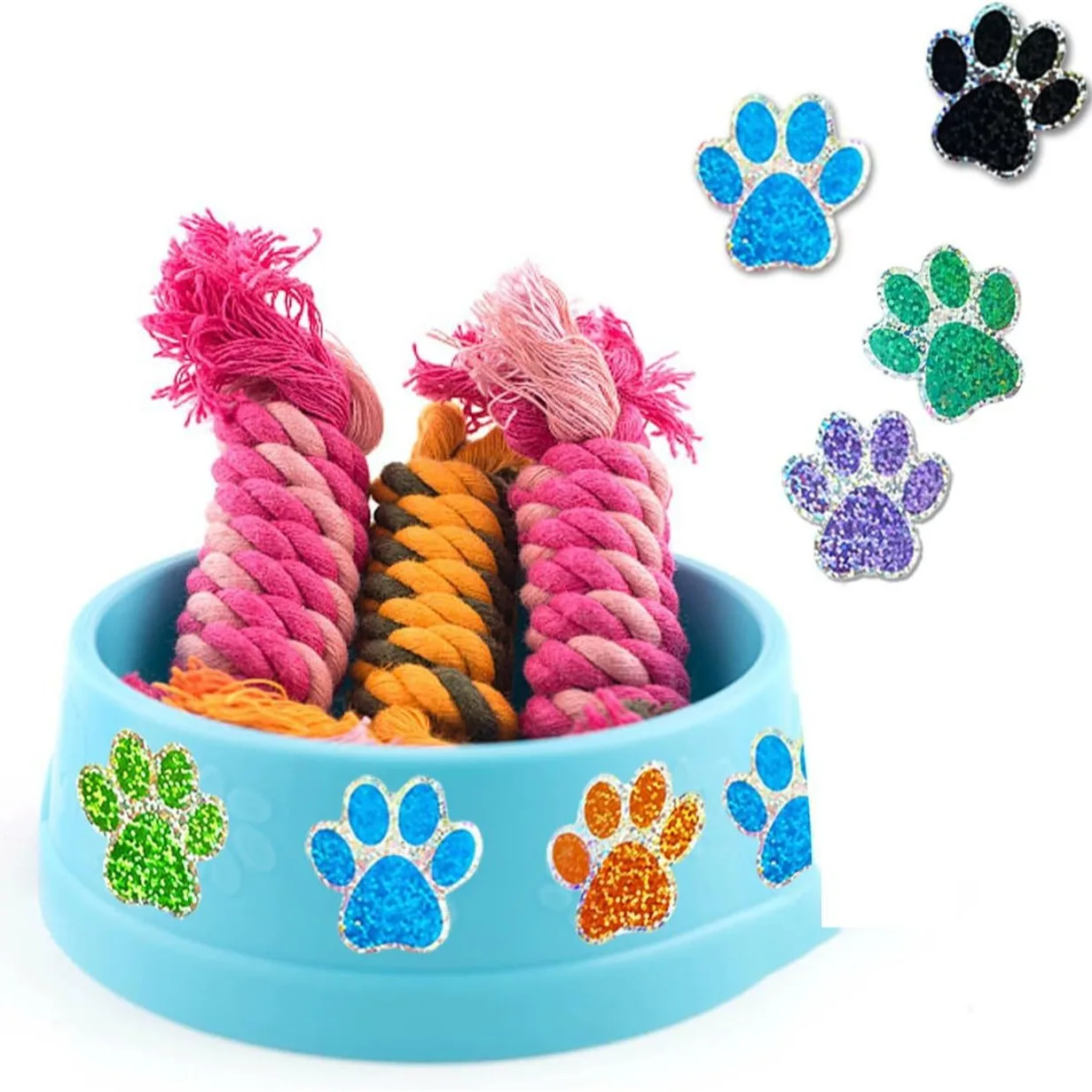 

2pcs 2 Rolls Glitter Dog Print Stickers Self-Adhesive Colorful Animal Paw Labels Puppy Paw Cutouts For Crafts Envelopes Bulletin