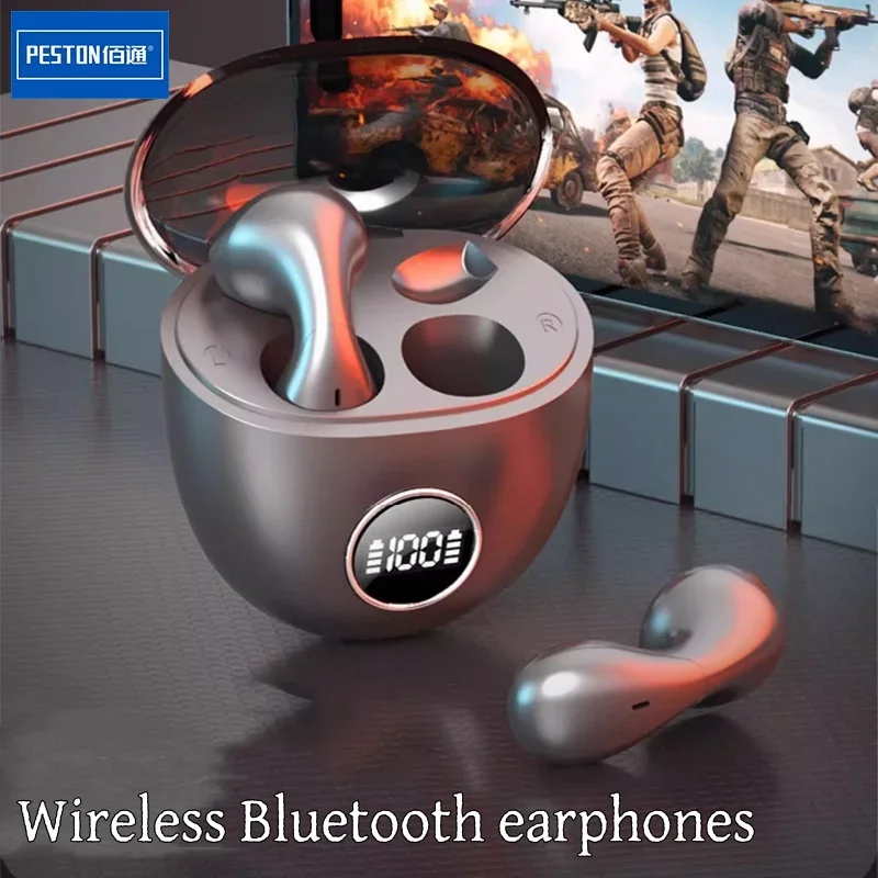 Droplet Type Dual in Ear Wireless Bluetooth Earphones Stereo High Power Subwoofer Transparent Charging Compartment Headphone TW