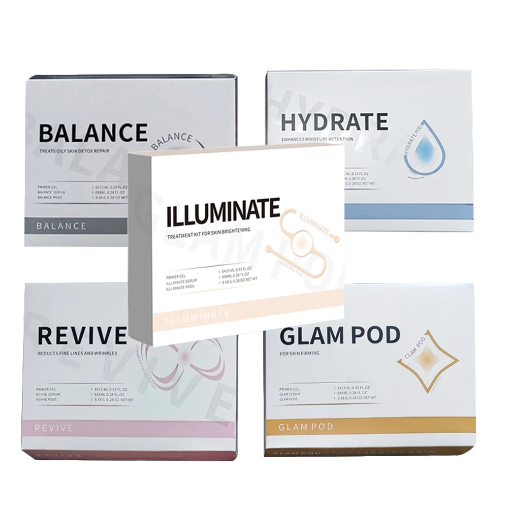 5 PCS Revive Pods Glam Illuminate Kits CO2 Skin Rejuvenation Gels For Bubble Facial Machine Serum Oxygen Jet Peel Aqua Machine