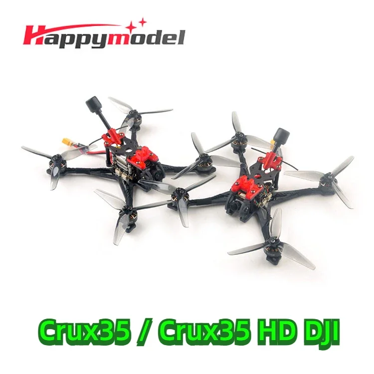 HappyModel Crux35 HD V2 Caddx HD Camera Nebula Nano CrazyF411 AIO FC URAT ELRS EX1404 Motor 4S FPV 3.5inch RC Drone