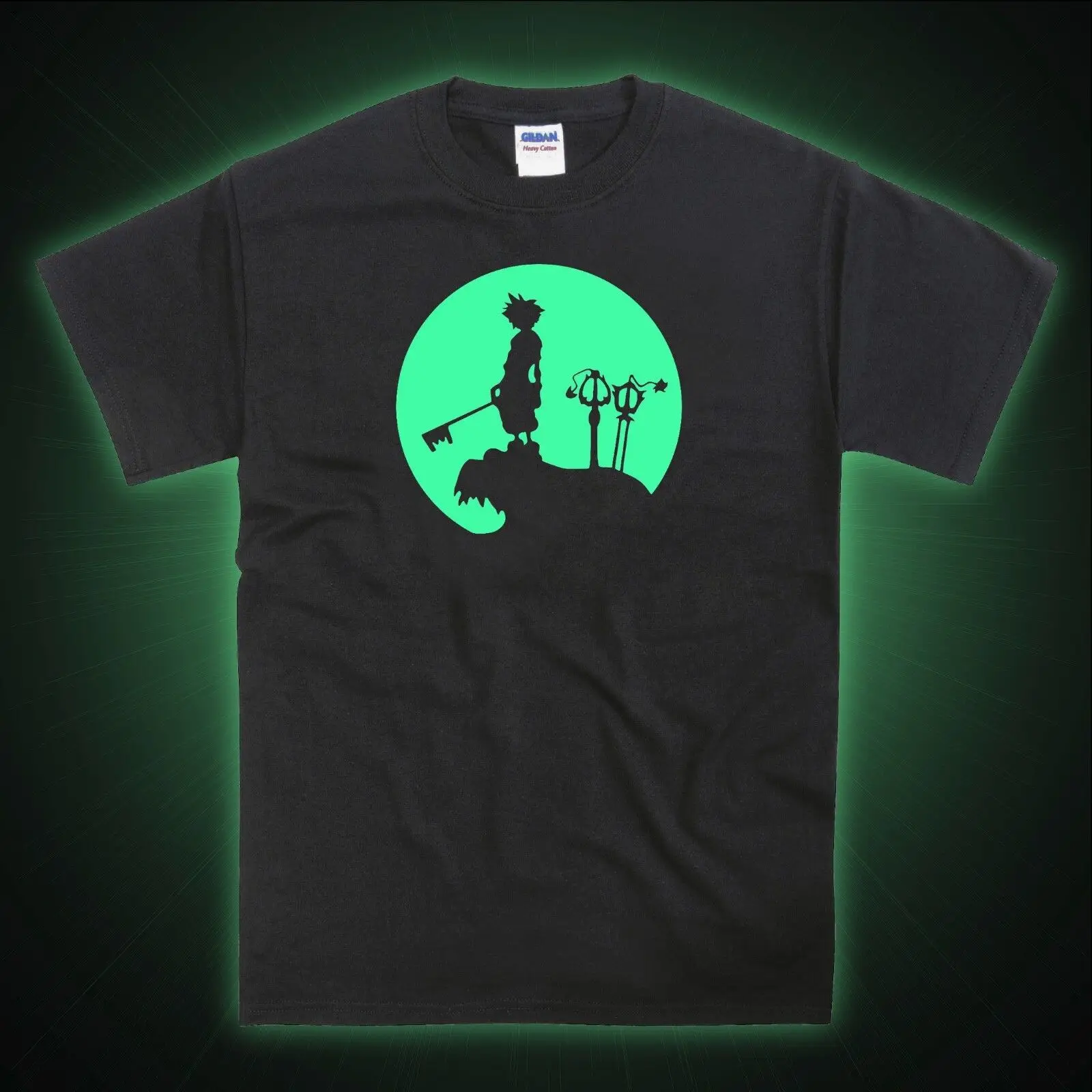 

Sora Moon Silhouette Hearts Kingdom Inspired Glow in the Dark T-Shirt