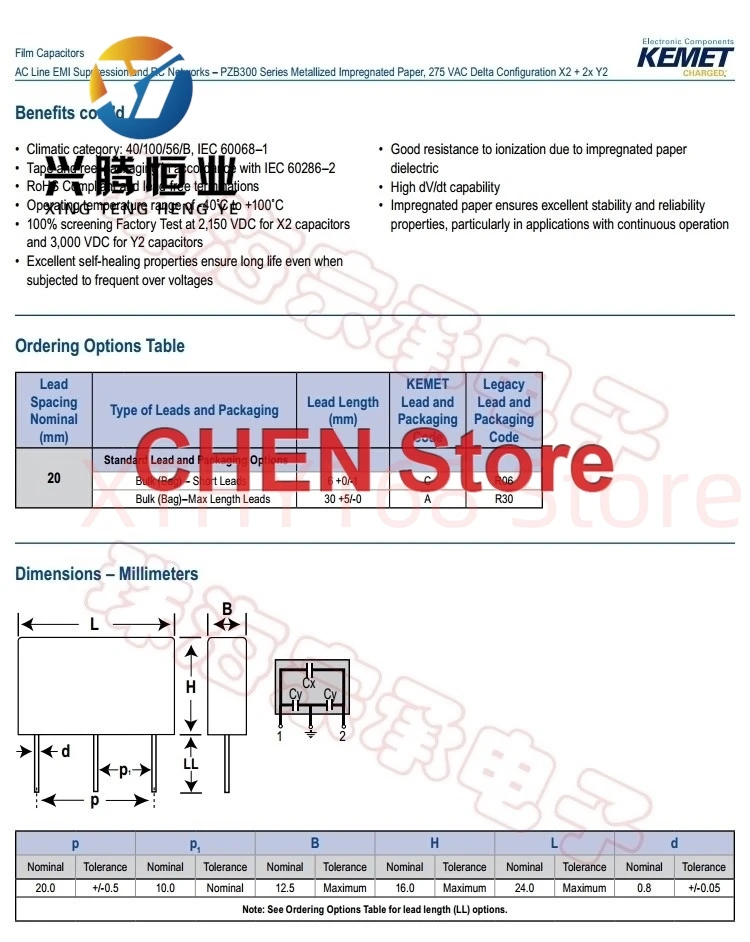 2PCS Finland KEMET RIFA PZB300MC13R30 150NF X2 2X2N2 Y2 275VAC P20MM metallized lmpregnated paper capacitor PZB300 154/275VAC