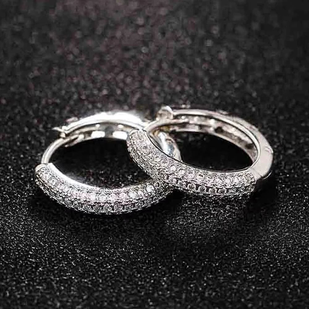 Punk Cubic Zircon Round Earrings For Women Gold Plated Stainelss Steel Geometric Circle Earrings Wedding Jewelry Party Gifts