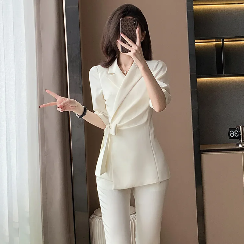 High-End-Rosa Anzug Women2024New Sommer Koreanischen Stil Spitze-up Business Tragen Hohe Gefühl Temperament Büro Anzüge