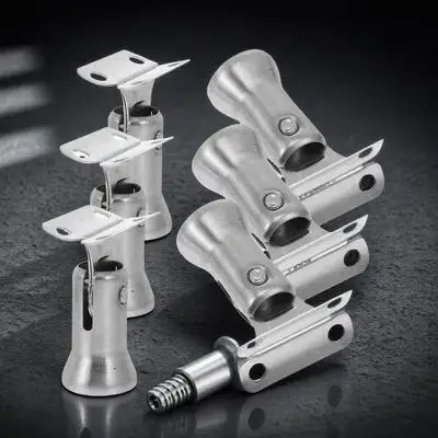 

6pcs Stainless Steel H rail Brackets Adjustable Silver Deck for Indoor Stairs Stair Rail Banister Decorative Durable Modern