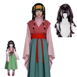 Anime Alluka Zoldyck Cosplay Costume Pink Green Japanese kimono Wigs Full Set Halloween Party Role Play Dressing