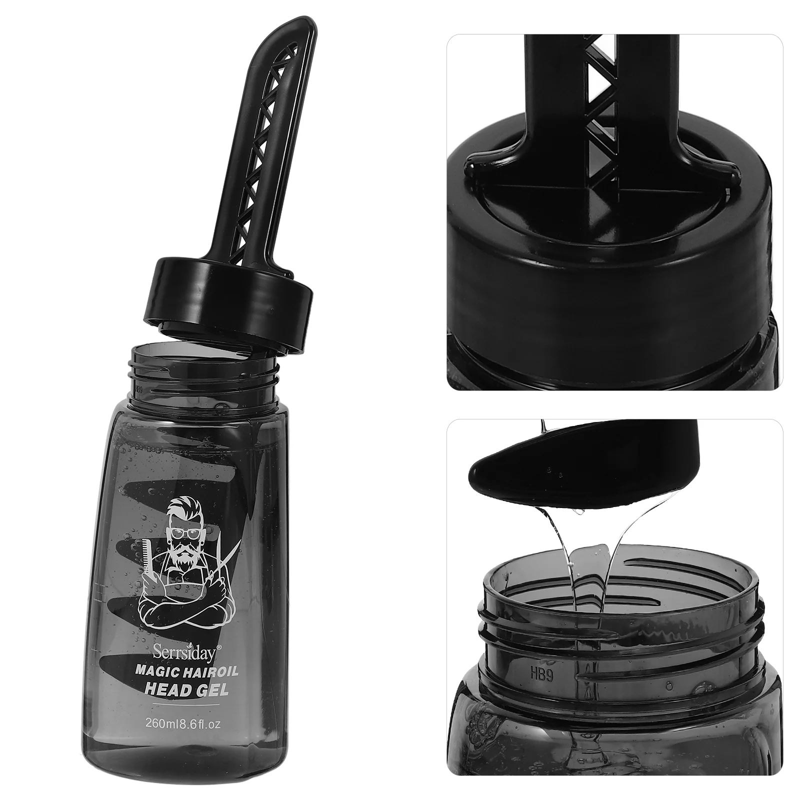 3 Pcs Comb Styling Gel Hair Wax Empty Bottle Applicator Tool Pomade Spray Container with Plastic Man