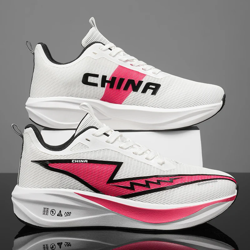 Men Running Shoes Carbon Plate Speciality Marathon Sports Breathable Lightweight Women's Comfortable Nonskid Leisure Sneakers