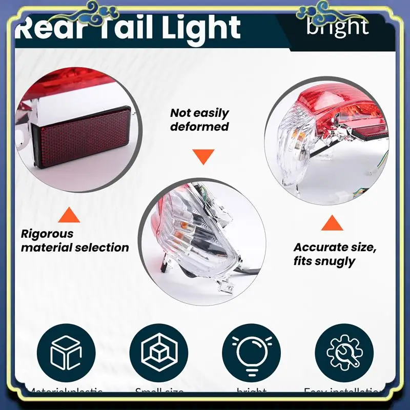 AU16-Motorcycle Tail Light For Gy6 Scooter 50Cc Rear Tail Light Led Turn Signal Indicator Lamp For Chinese Taotao Sunny