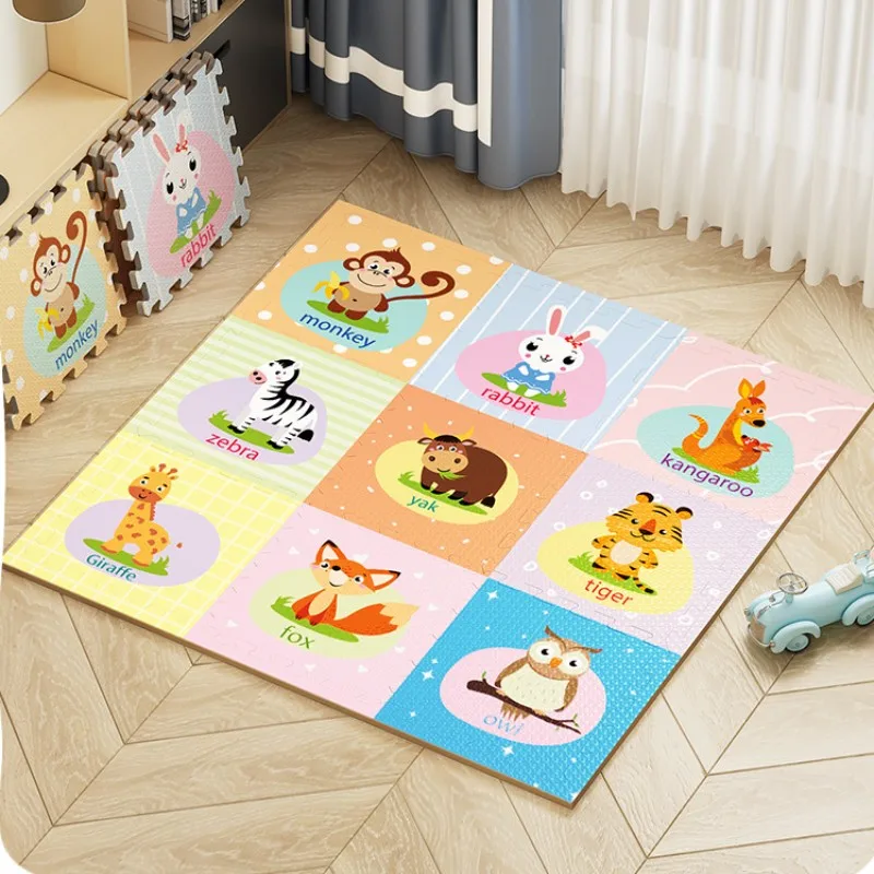 Hypothécaire ame-Polymère de jeu pour bébé, tapis de sol pliant, activités optiques pour bébé, polymères de pied, 30x30cm, 1cm, 9 pièces