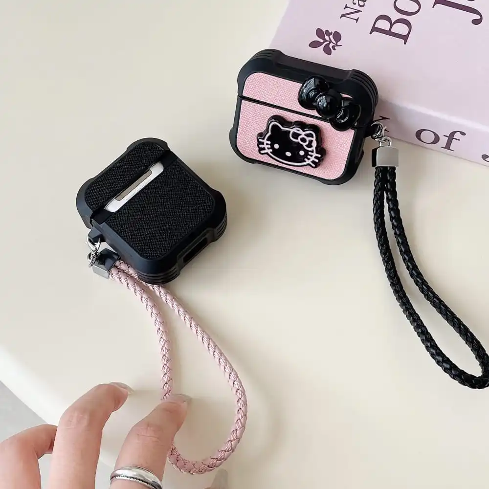 イヤホン用の素敵な保護ケース,1, 2, 3プロ,漫画のキャラクター,イヤホン用,ストラップ付き,ハローキティ,柔らかくてかわいい,特別オファー