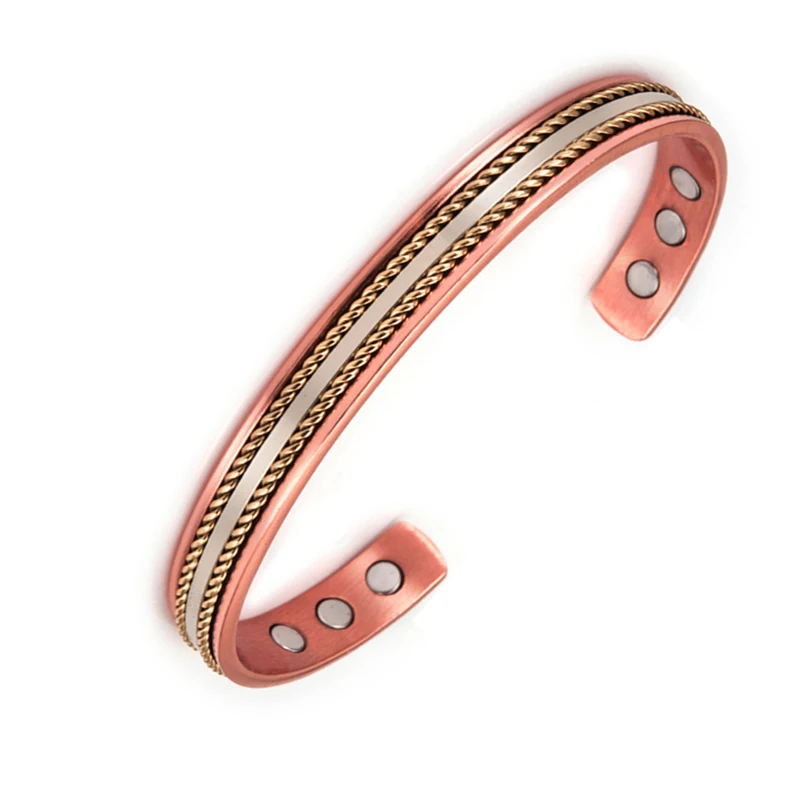 Woven Copper Magnetic Bracelet Ring Magnetic Copper Bracelets Adjustable Pure Copper Cuff Bracelet with Magnets Drop Shipping