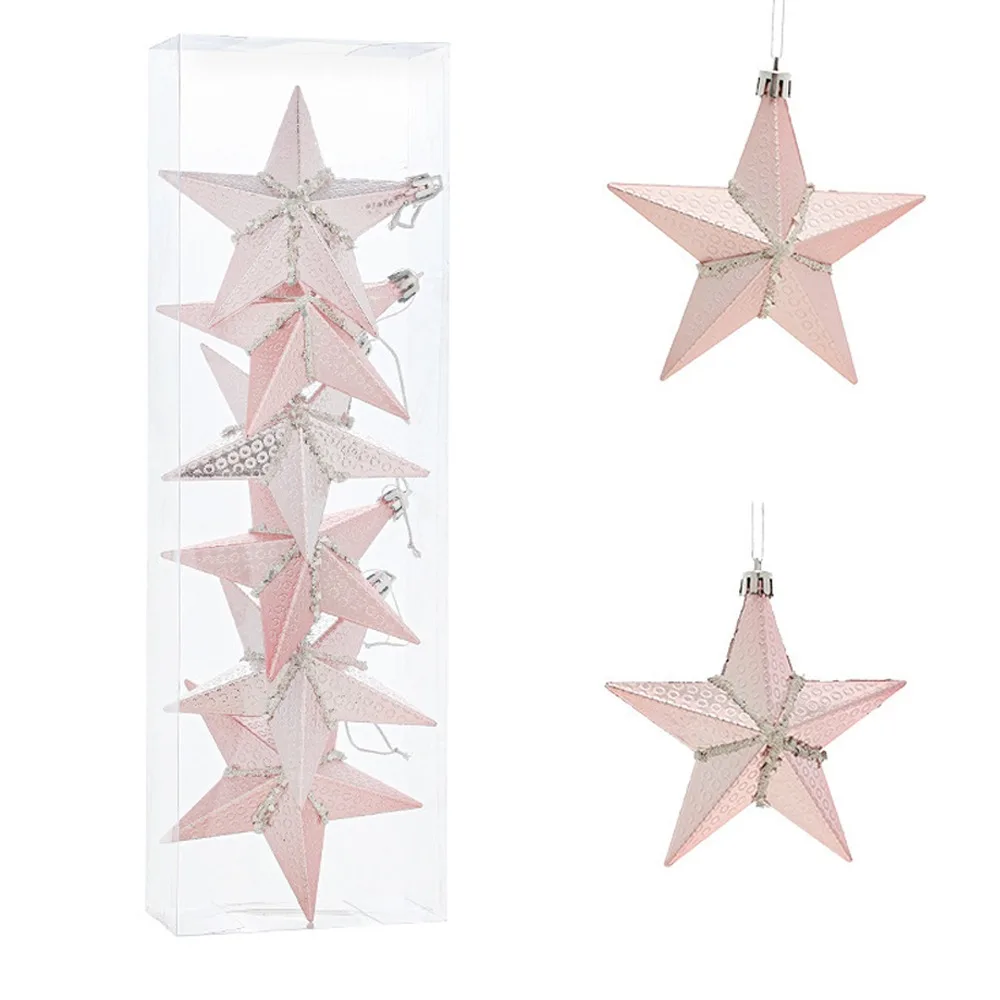 

Pink Christmas Balls Pendants Pinecone Ice Cream Xmas Tree Hanging Ornaments Shatterproof Pentagram Merry Christmas Decor