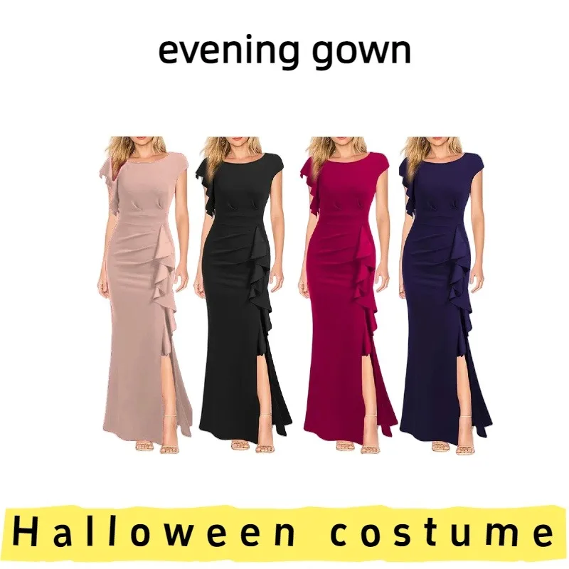 

European American Women's Banquet Evening Gown Ruffled Mermaid Long Dress for Formal Events Weddings Banquets Proms Galas