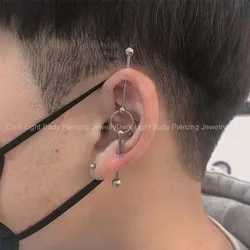 1PC Surgical Steel Industrial Piercing Barbell Vertical Industrial Piercing Right Angle 14G Ear Piercing Cartilage Jewelry