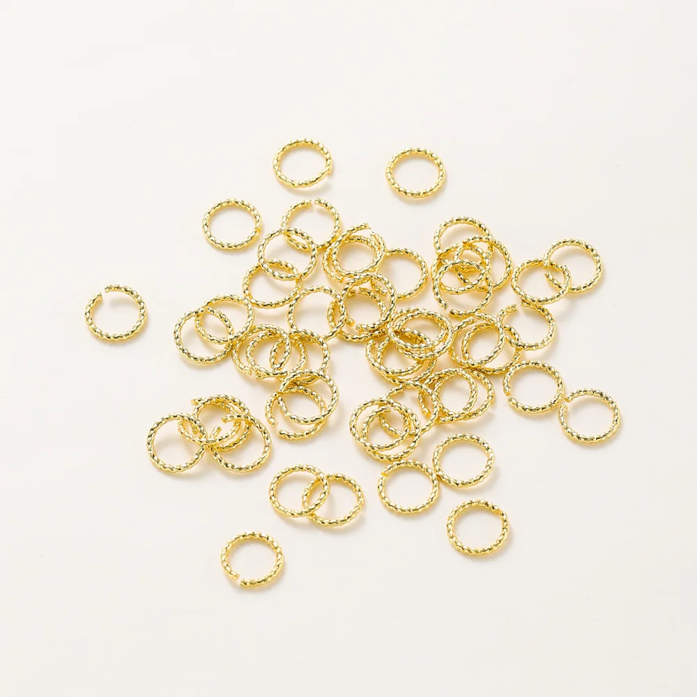 50pcs Hot Sale 18K Flat Ring Thread Ring Diy Hand String Open Ring 14K Fried Dough Twists Ring Pendant Accessories Wholesale