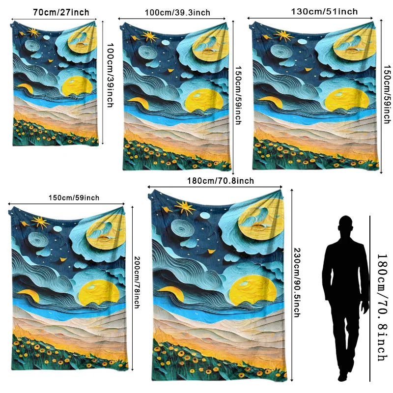 Three dimensional Paper Cuttings Art Printed Flannel Blanket Soft Sofa Bed Sheet Travel Nap Blanket Pet Sleeping Cover Blanket