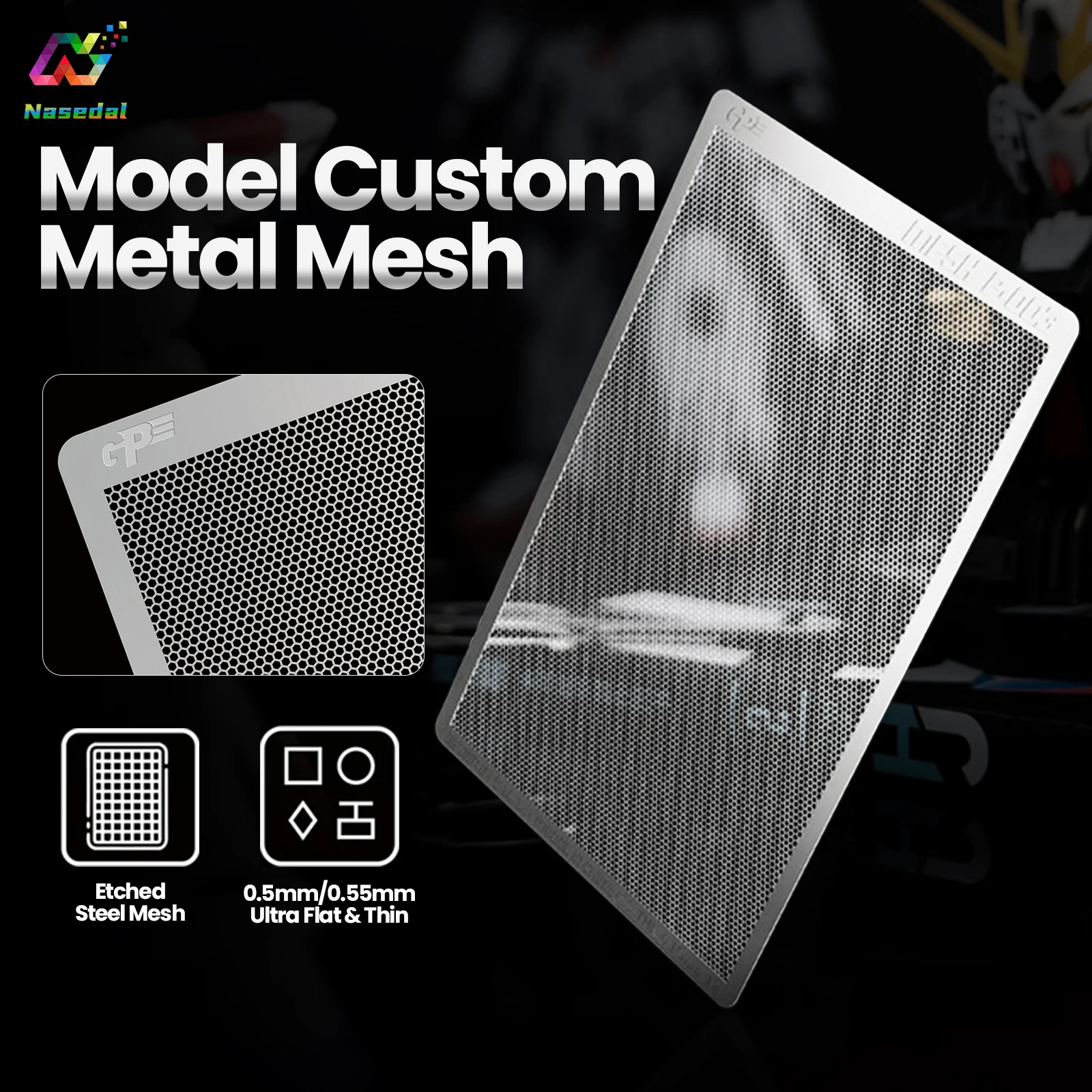 

ОБНОВЕННАЯ травированная сетка из нержавеющей стали 0,5 мм 0,55 мм для модели Gundam, изготовленная на заказ решетка воздухозаборника/выхлопной системы легко режется