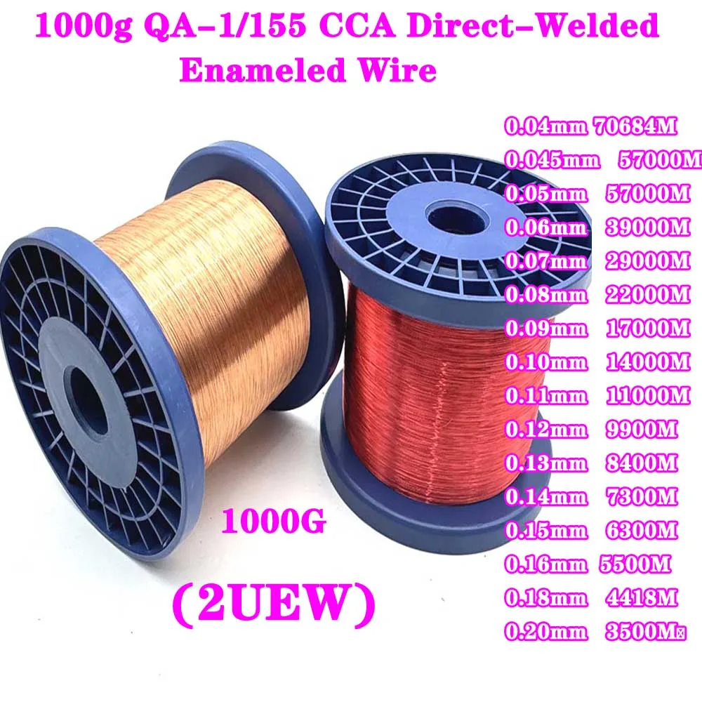 1kg/Roll 0.04mm~0.2mm QA-1/155 (2UEW)Enameled Copper Wire Machine Enamel Winding Stripping Coil Magnet Magnetic Wires