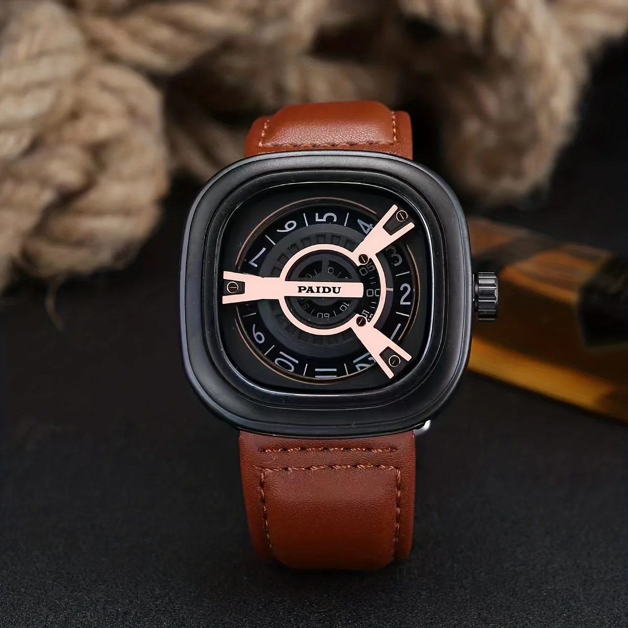 Creative new concept black technology Korean version grand and trendy large dial square watch for male and female students