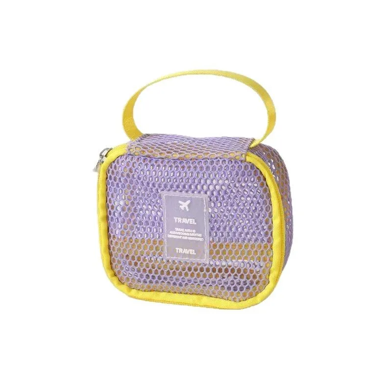 

5pcs Cosmetic Bags Women Mesh Hollow Out Multifunctional Transparent Short Storage Bag Mix Color