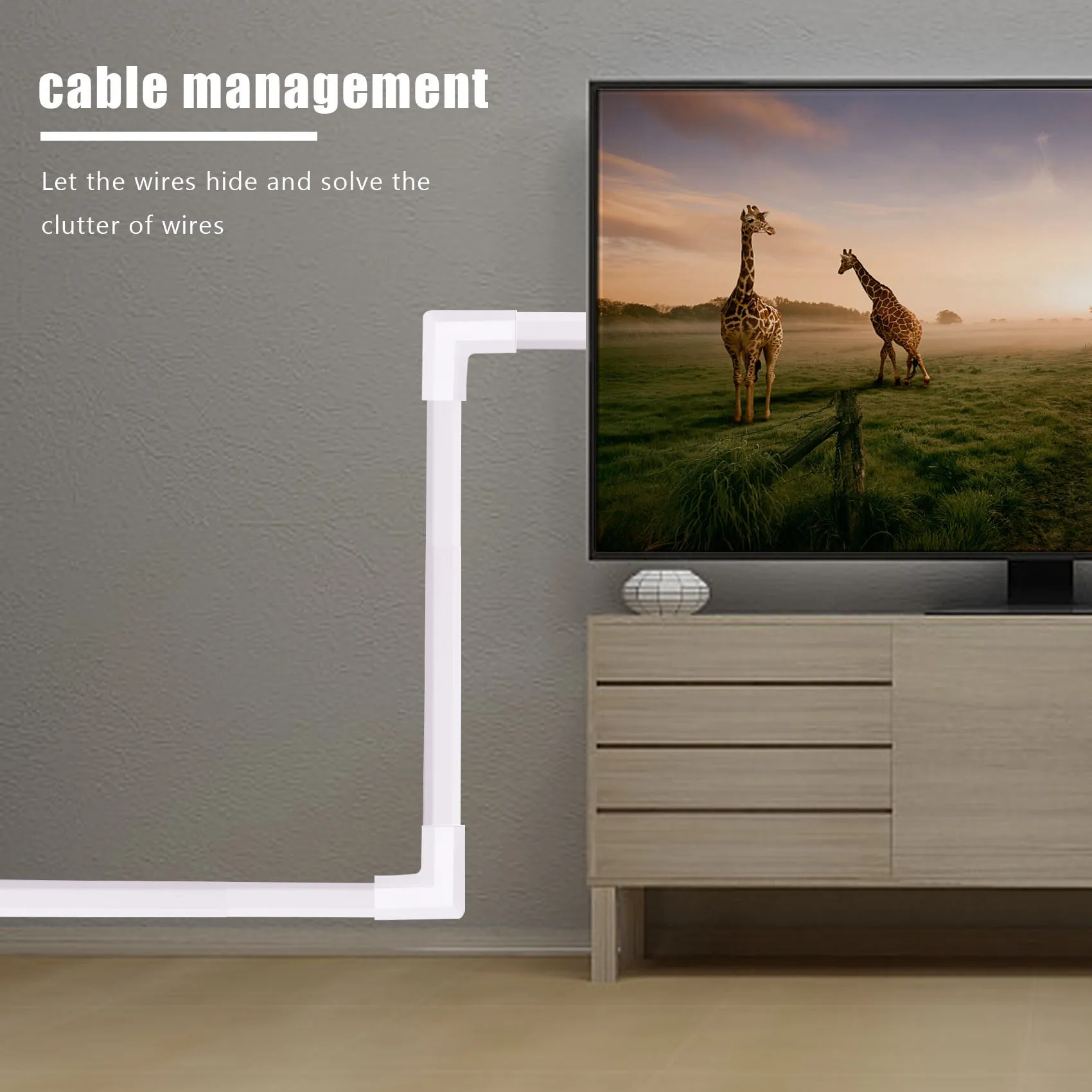 AY03-Kabel-Concealer mit einem Kabelkanal – CMC-03 Kabelabdeckung, Wandkabelmanagementsystem – 125-Zoll-Kabelversteck-Raceway-Kit